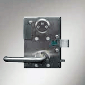 Single point latching, lever handle exit