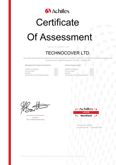 Technocover Achilles Audit Certificate