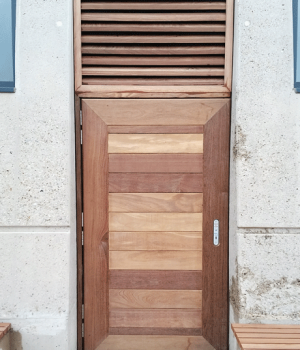 Single Leaf Sentinel Key Entry Wood Clad Door with Louvre